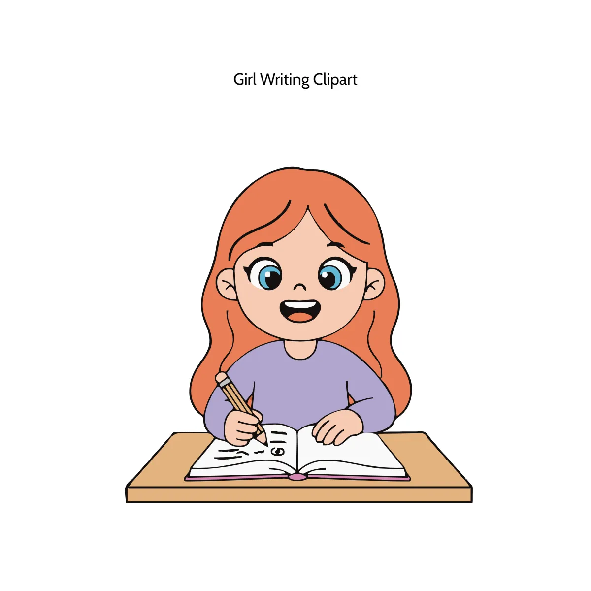 Girl Writing Clipart