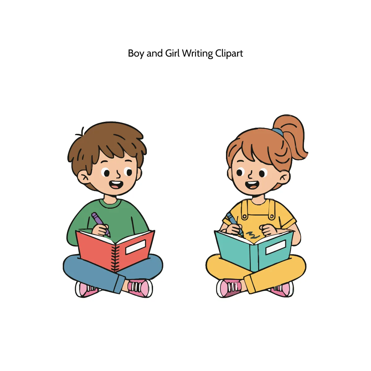 Free Boy and Girl Writing Vector Clipart (PNG, SVG) to Edit Online