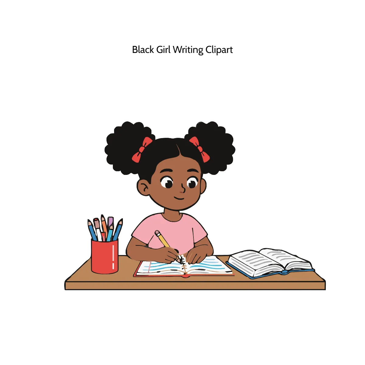 Free Black Girl Writing Vector Clipart (PNG, SVG) to Edit Online
