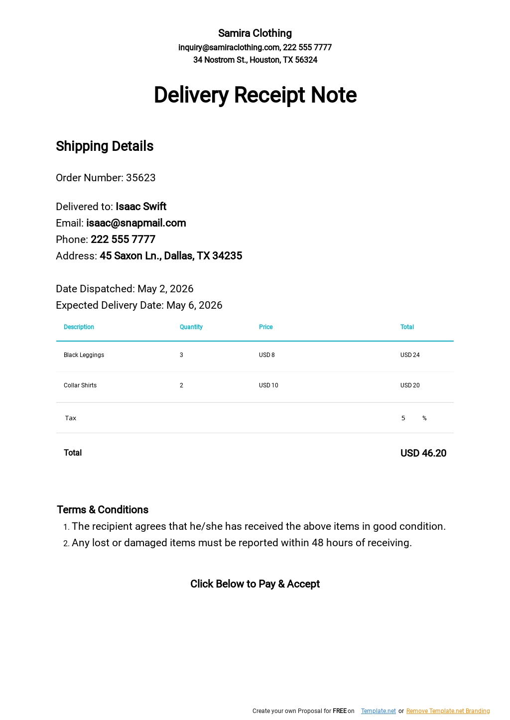 Delivery Receipt Note Template.jpe