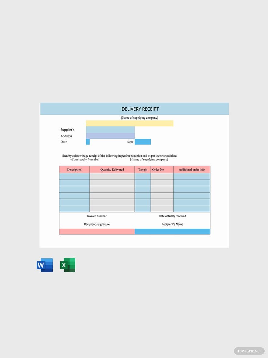 Delivery Receipt Note Template