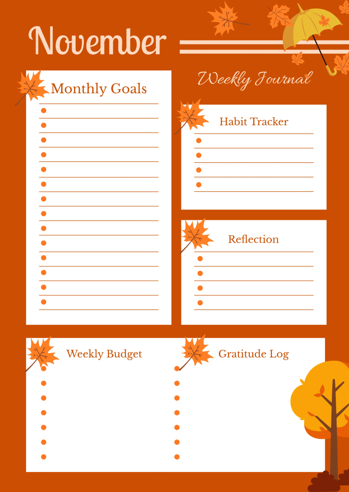 Free November Bullet Journal Template to Edit Online Free November Bullet Journal Template to Edit Online