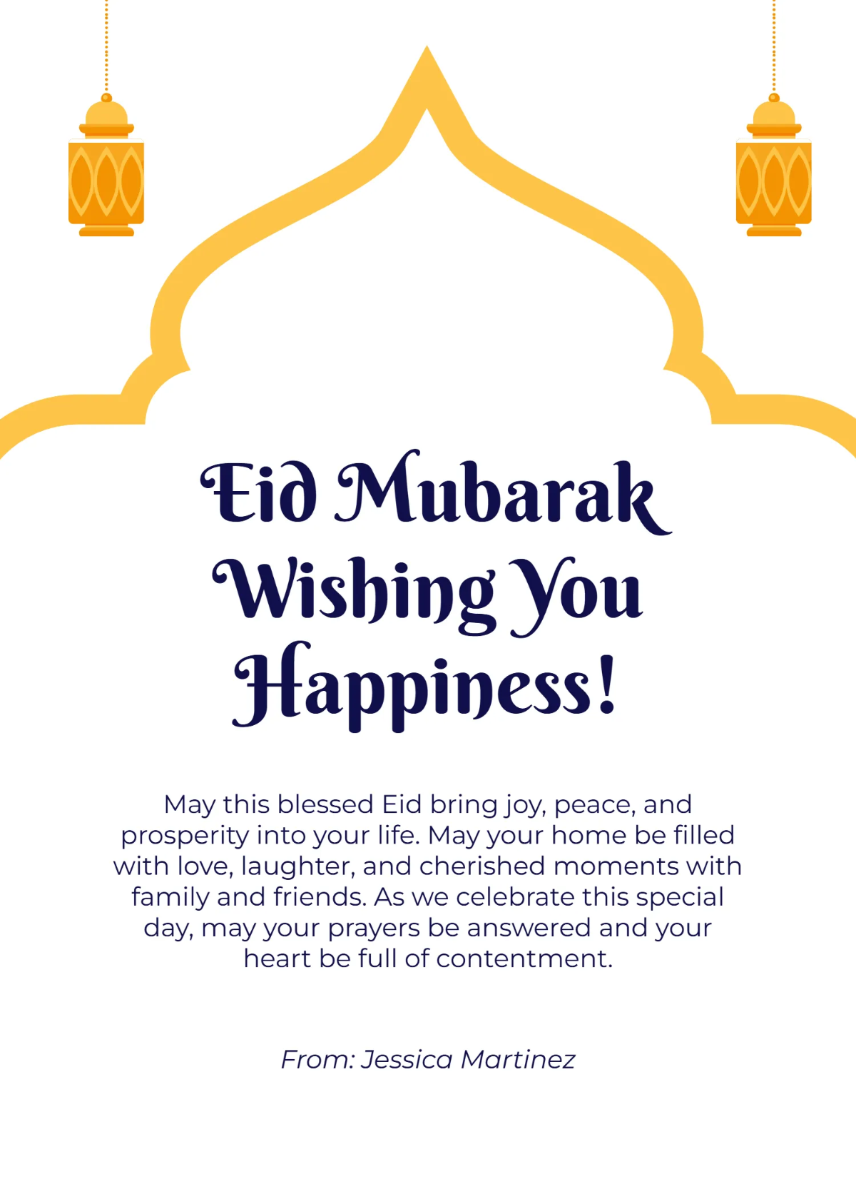 Free Eid Mubarak Greeting Card Template to Edit Online