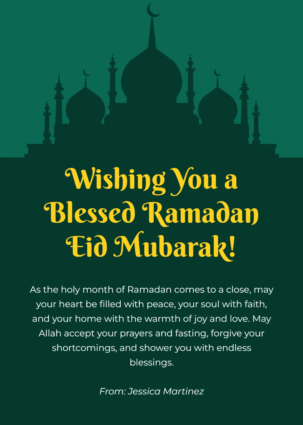 Free Ramadan Eid Mubarak Wishes Template to Edit Online