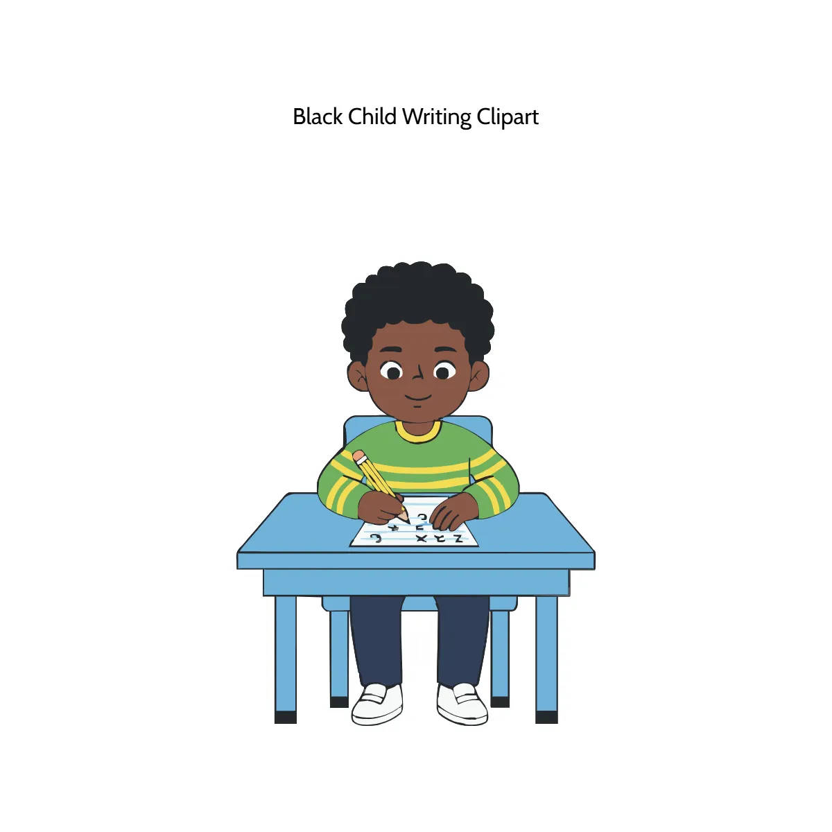 Free Black Child Writing Clipart Template to Edit Online