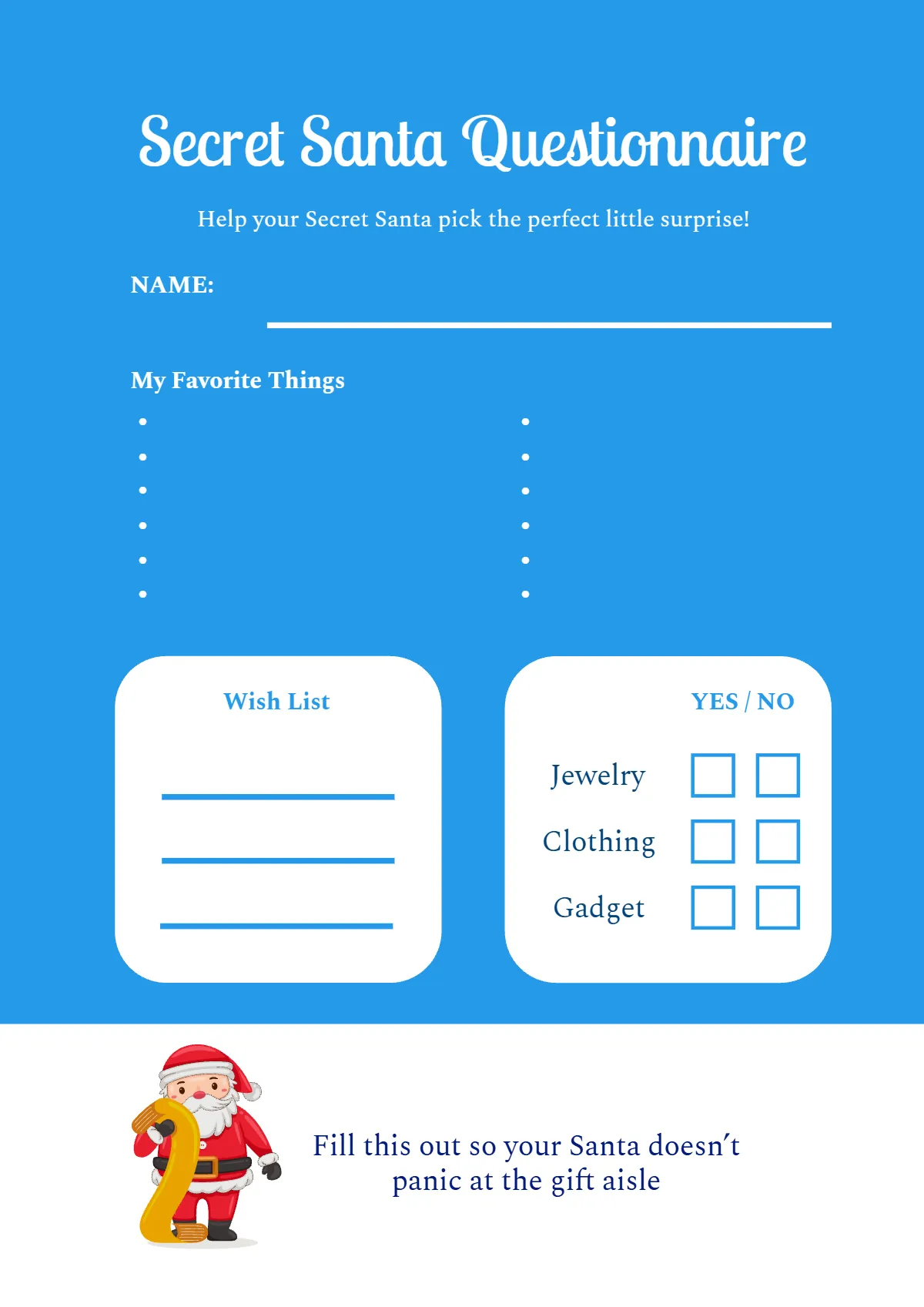 Free Minimalist Secret Santa Questionnaire Template to Edit Online Free Minimalist Secret Santa Questionnaire Template to Edit Online