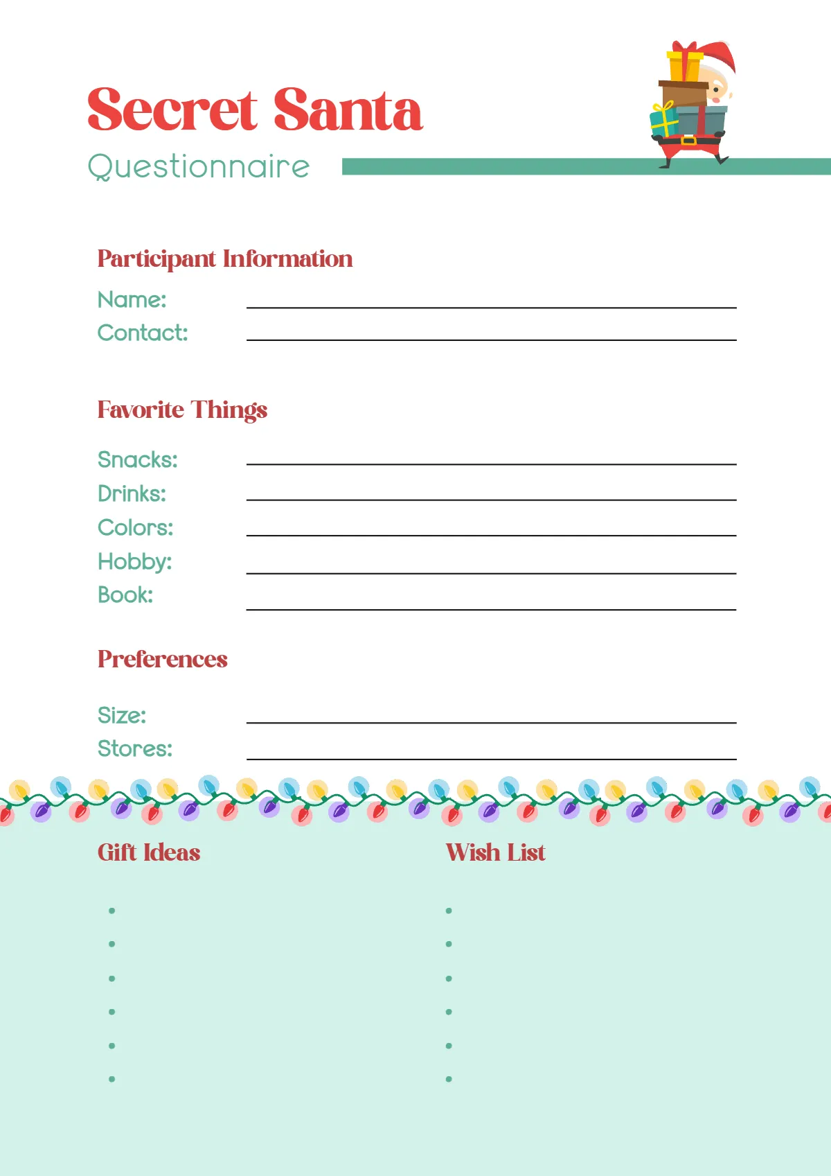 Free Modern Secret Santa Questionnaire Template to Edit Online Free Modern Secret Santa Questionnaire Template to Edit Online
