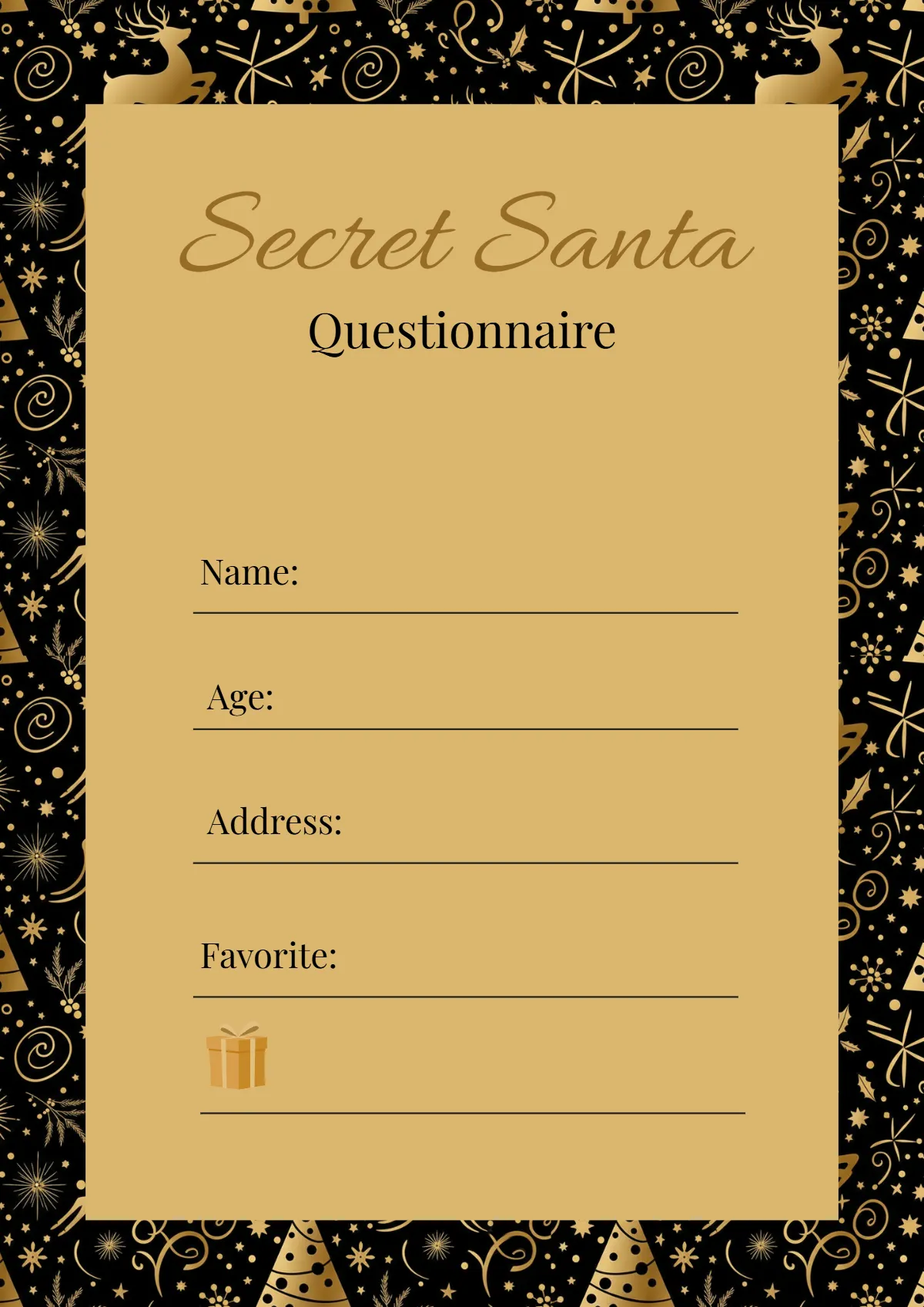 Free Black and Gold Illustrative Secret Santa Template to Edit Online Free Black and Gold Illustrative Secret Santa Template to Edit Online