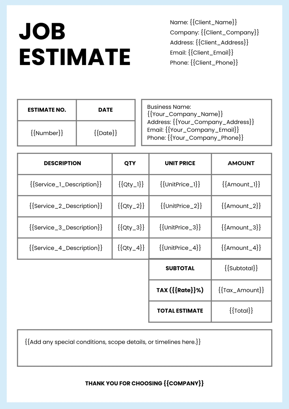 Free Editable Layout Estimate Template to Edit Online