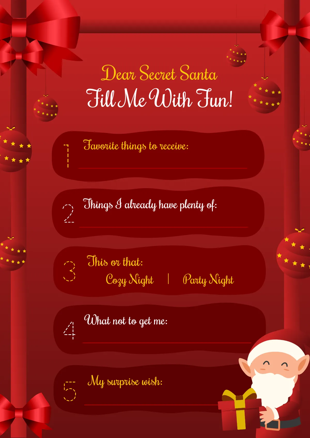 Free Blank Secret Santa Questionnaire Template to Edit Online Free Blank Secret Santa Questionnaire Template to Edit Online