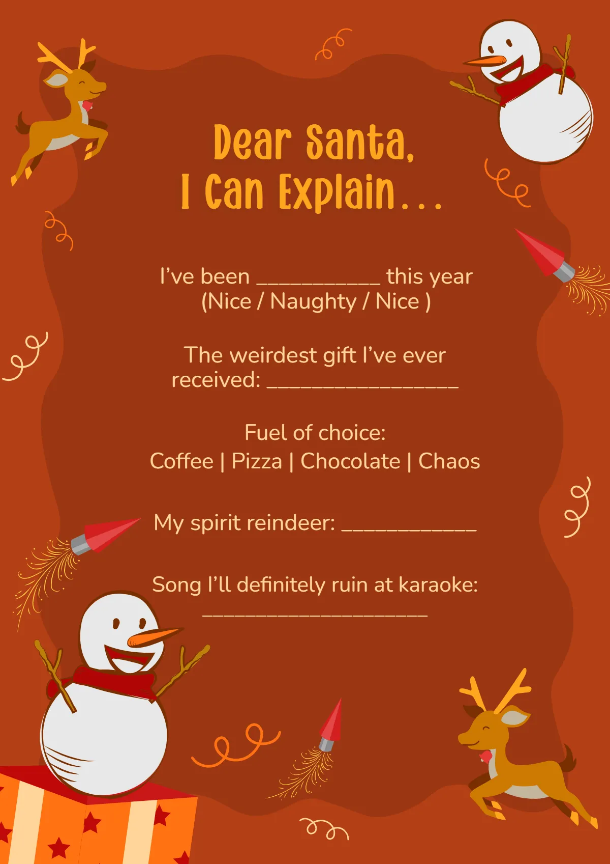 Free Funny Secret Santa Questionnaire Template to Edit Online Free Funny Secret Santa Questionnaire Template to Edit Online