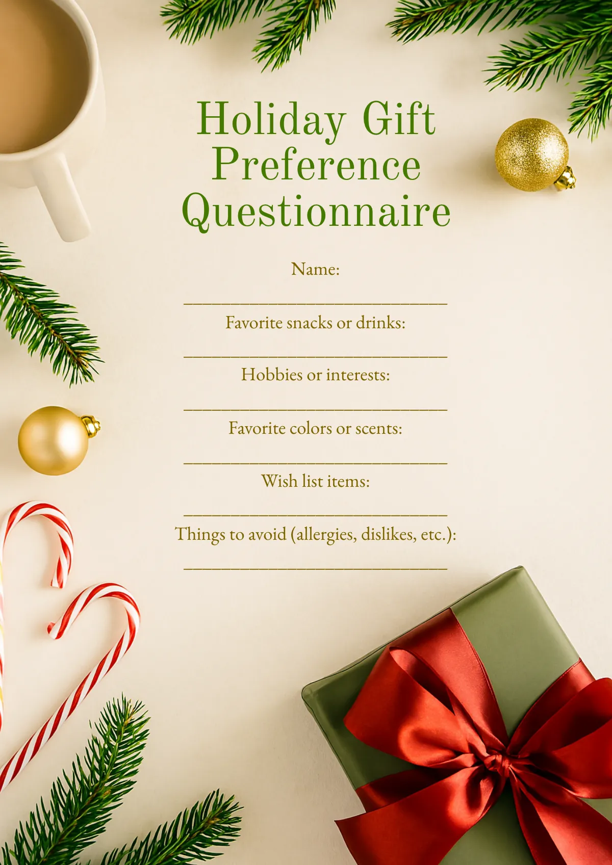 Free Holiday Gift Preference Questionnaire Template to Edit Online Free Holiday Gift Preference Questionnaire Template to Edit Online