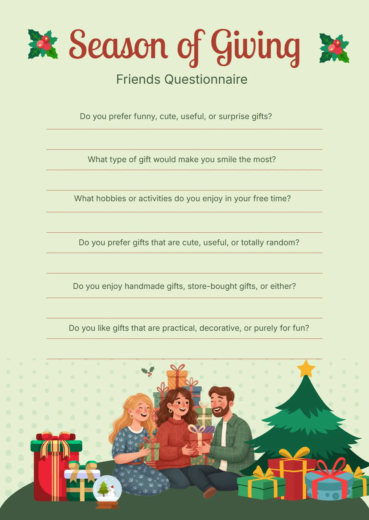 Free Friends Secret Santa Gift Exchange Questionnaire Template to Edit Online Free Friends Secret Santa Gift Exchange Questionnaire Template to Edit Online