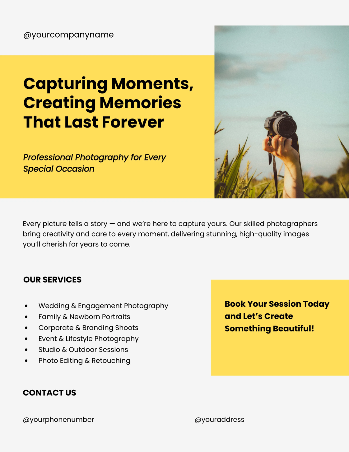 Free Photography Studio Flyer Template to Edit Online
