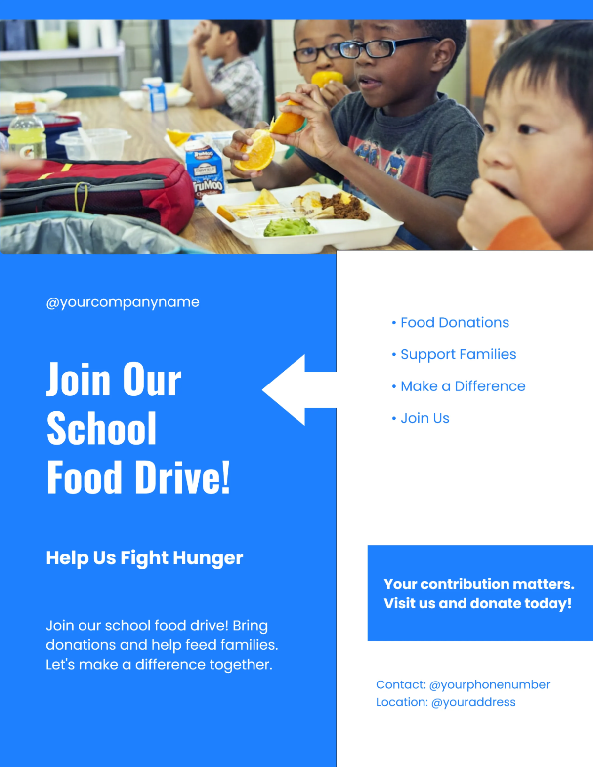 Free Creative School Food Drive Flyer Template to Edit Online