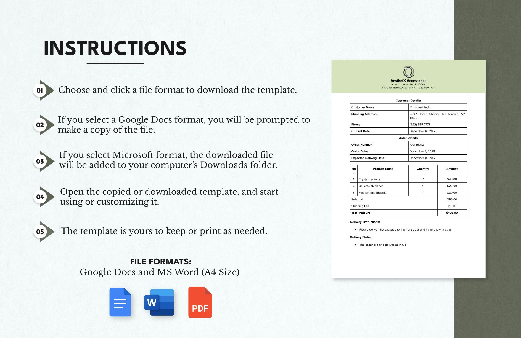 Order Delivery Note Template