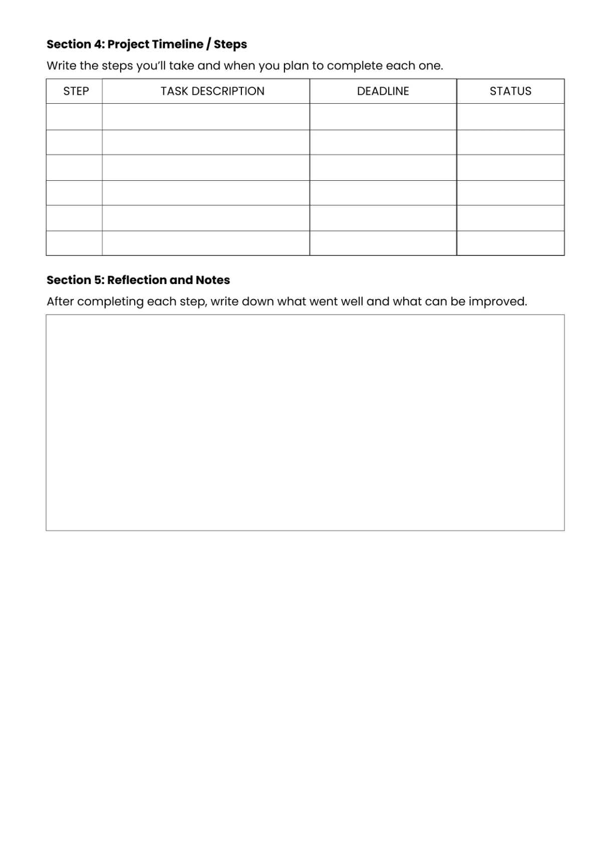 Free Project Worksheet Template to Edit Online