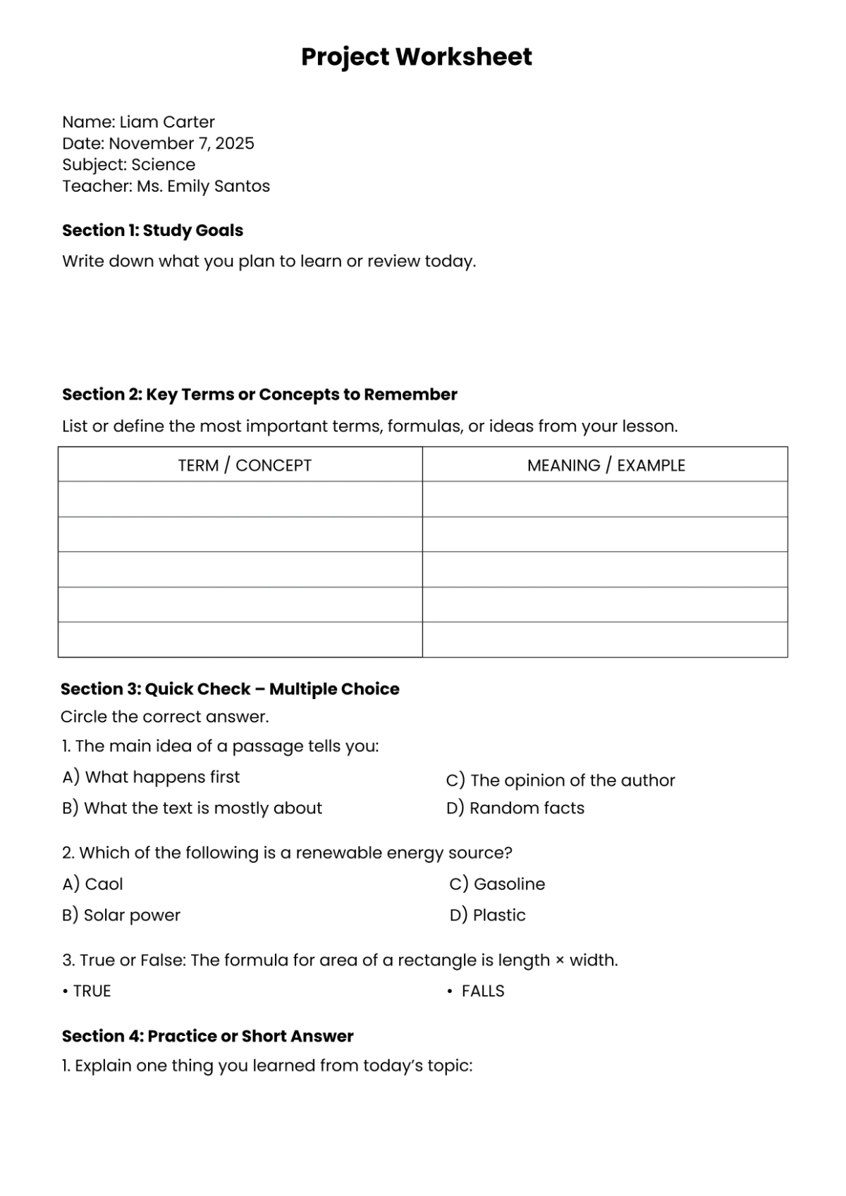 Free Study Worksheet Template to Edit Online Free Study Worksheet Template to Edit Online