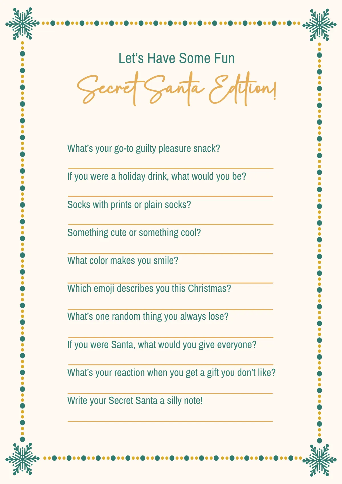 Free Secret Santa Q&A Template to Edit Online Free Secret Santa Q&A Template to Edit Online