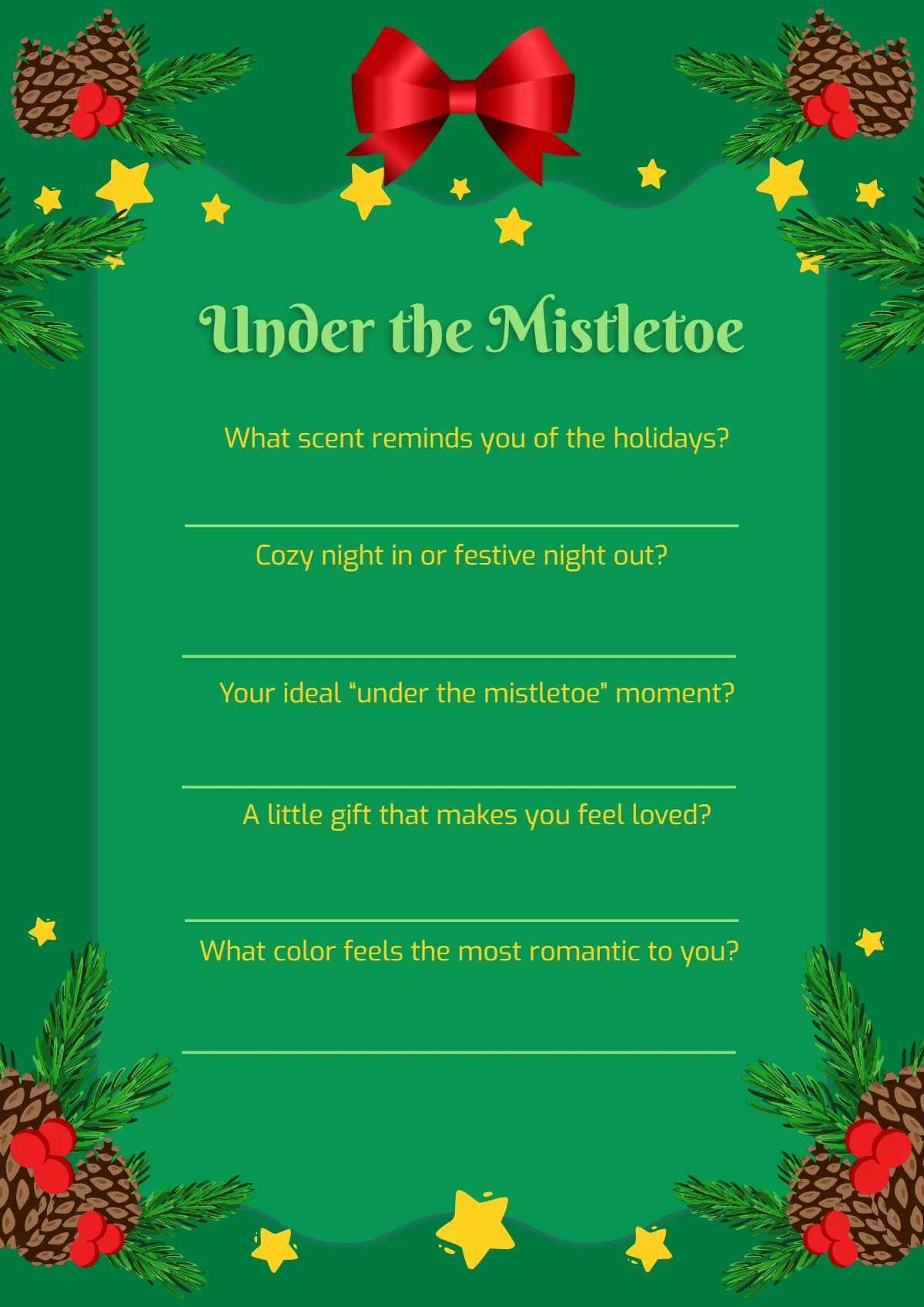 Free Mistletoe Secret Santa Questionnaire Template to Edit Online