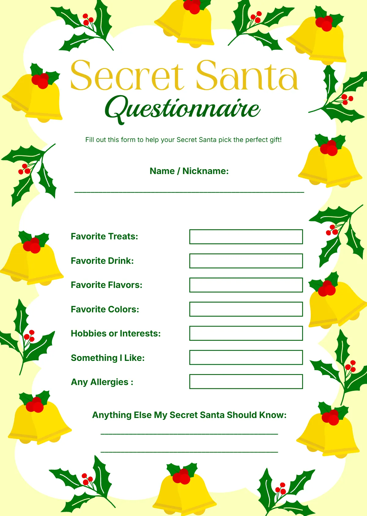 Free Fillable Secret Santa Questionnaire Template to Edit Online Free Fillable Secret Santa Questionnaire Template to Edit Online