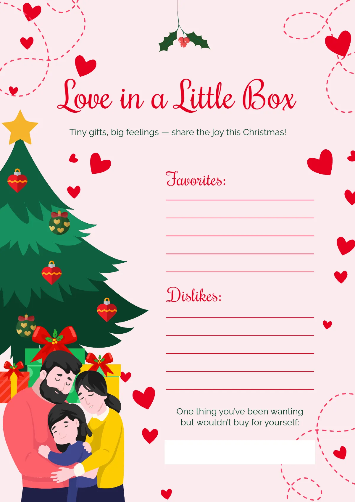 Free Loved Ones Secret Santa Questionnaire Template to Edit Online