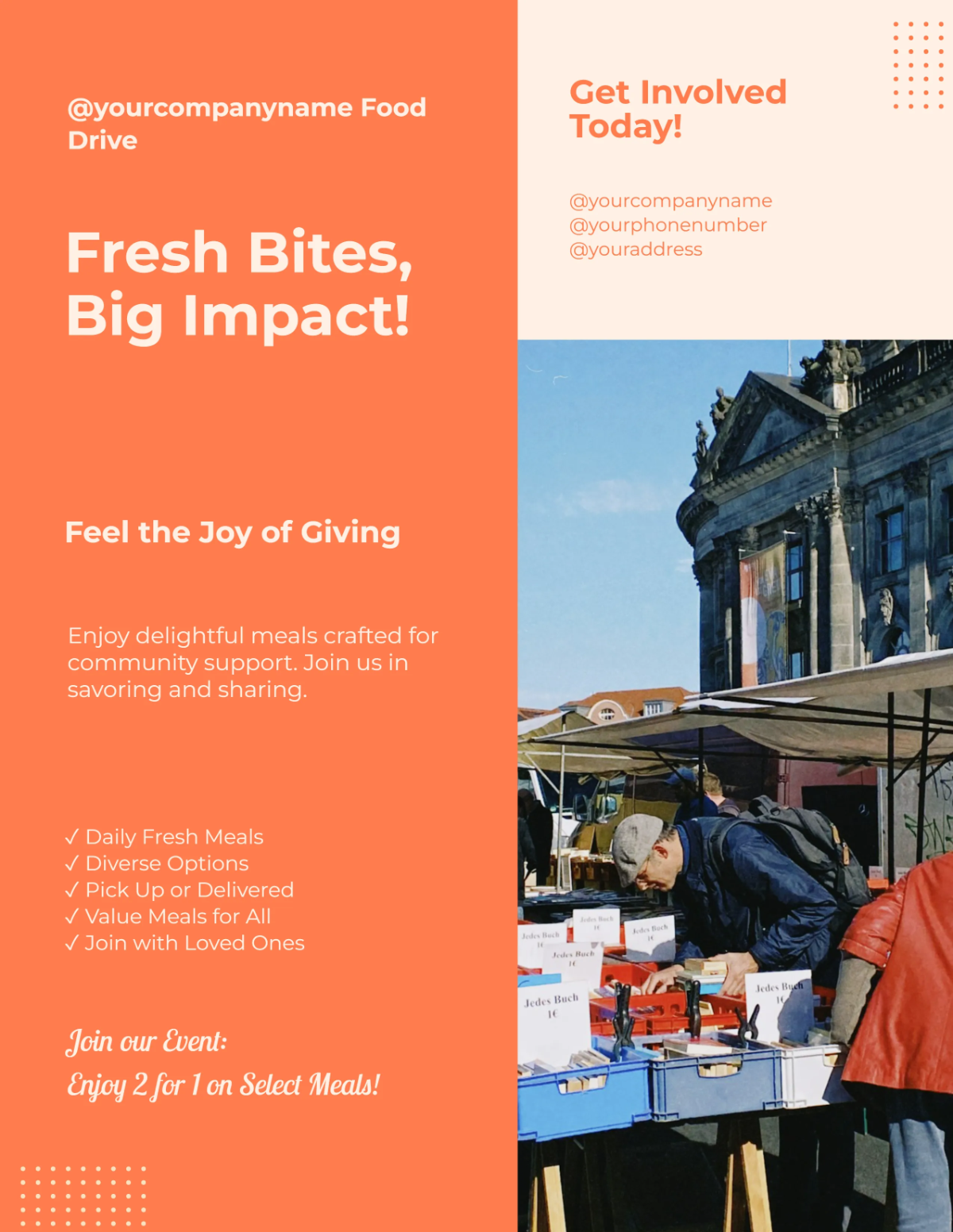 Free Design Community Food Drive Flyer Template to Edit Online