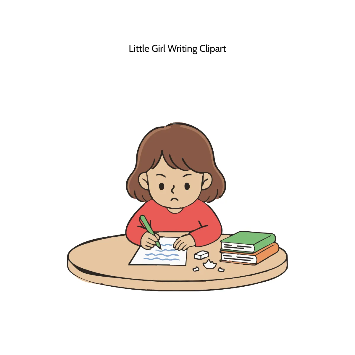 Free Little Girl Writing Clipart Template to Edit Online