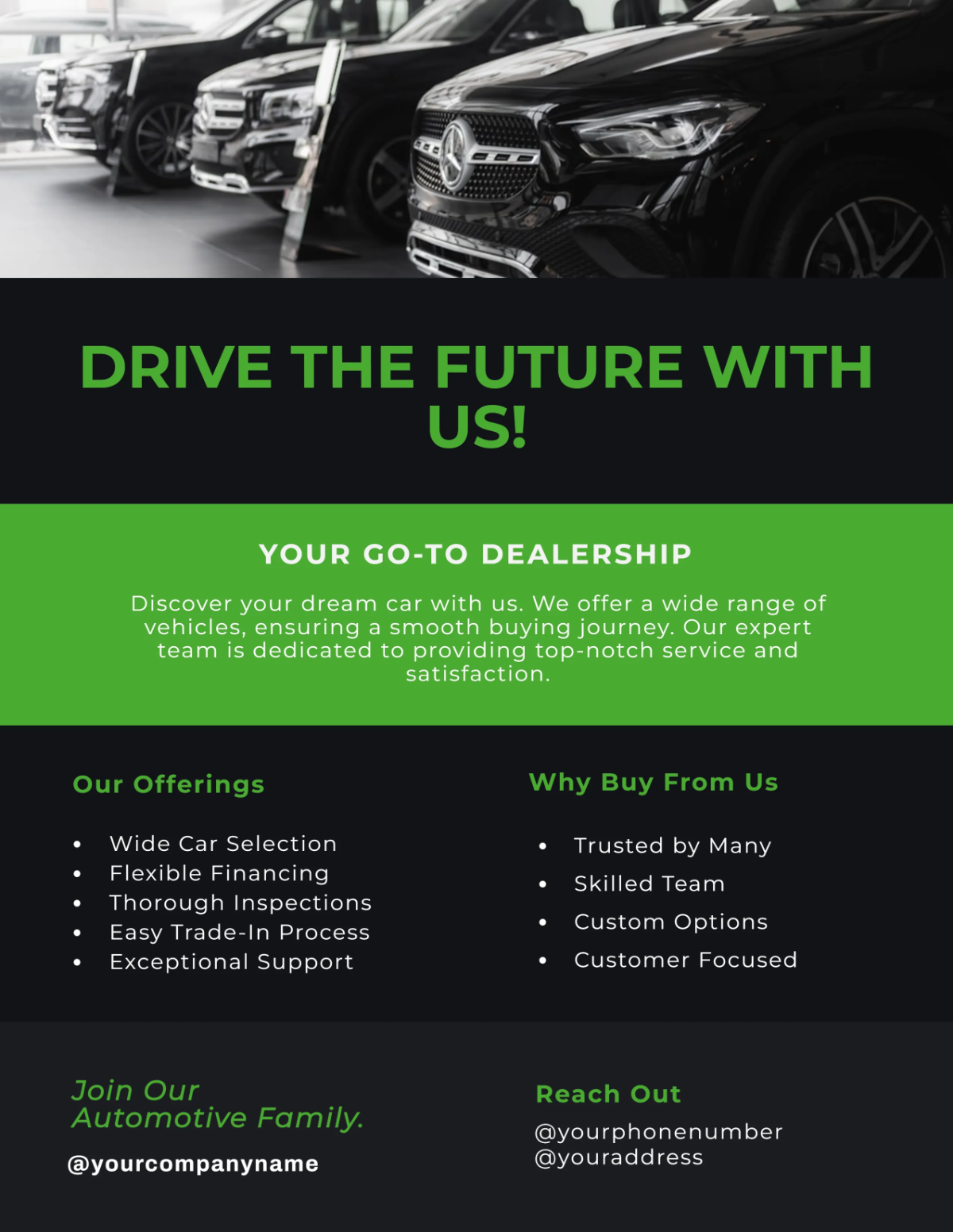 Free Professional Dealership Car For Sale Flyer Template to Edit Online