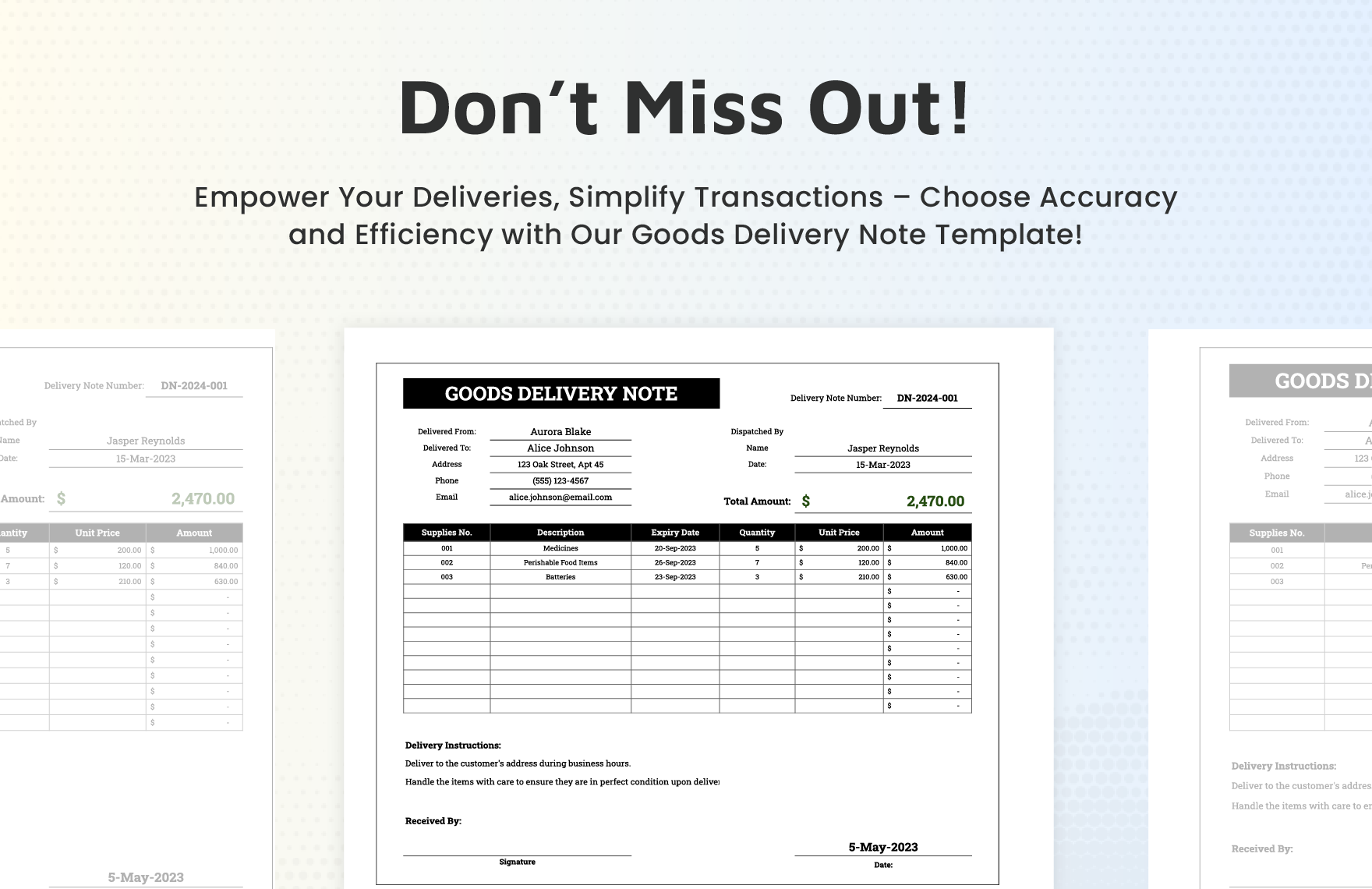 Goods Delivery Note Template