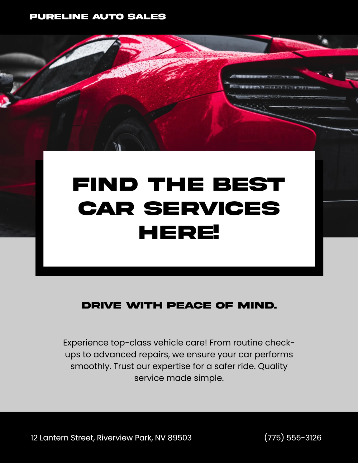Free Simple Service Car For Sale Flyer Template to Edit Online