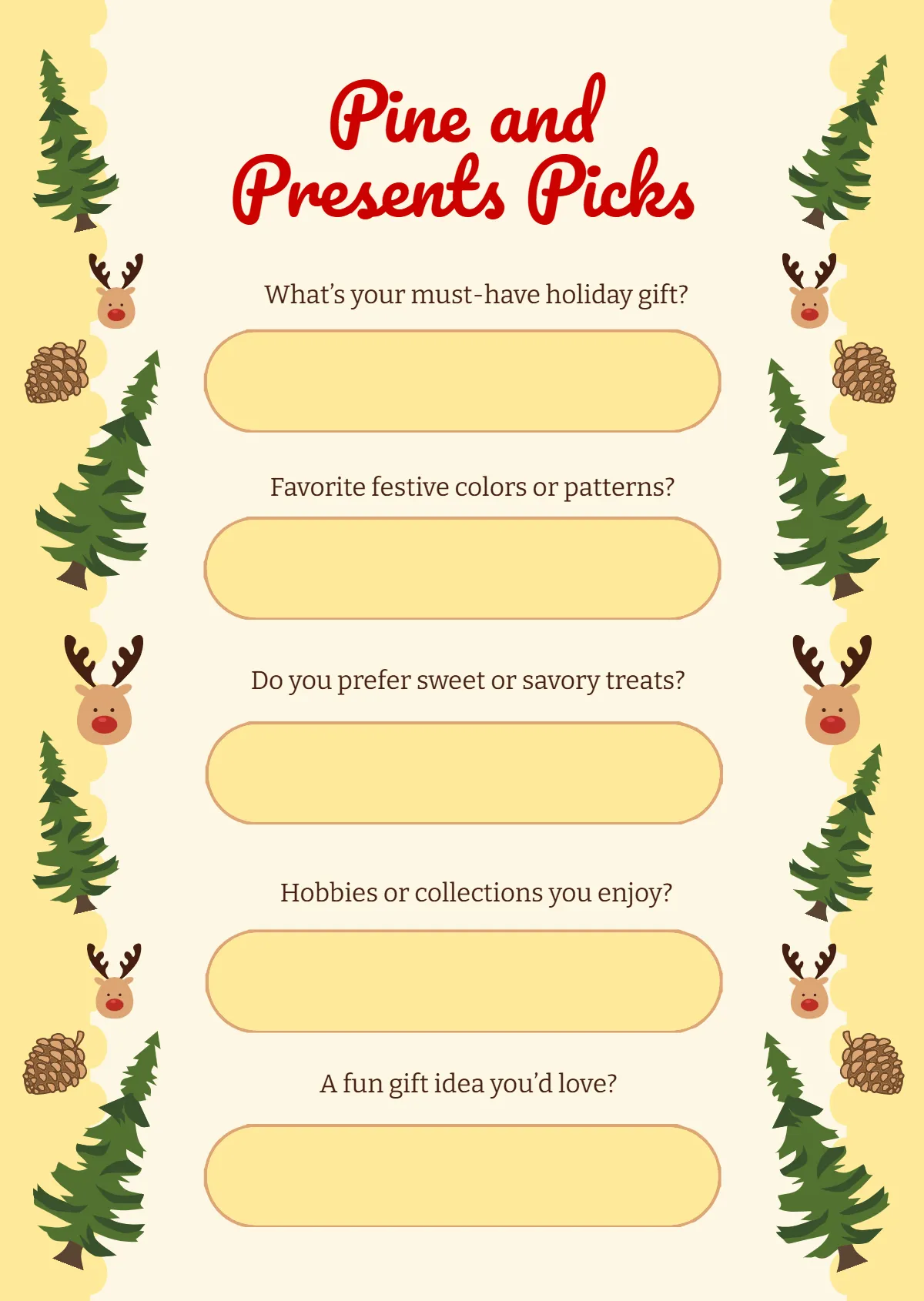 Free Pine & Presents Secret Santa Questionnaire Template to Edit Online Free Pine & Presents Secret Santa Questionnaire Template to Edit Online
