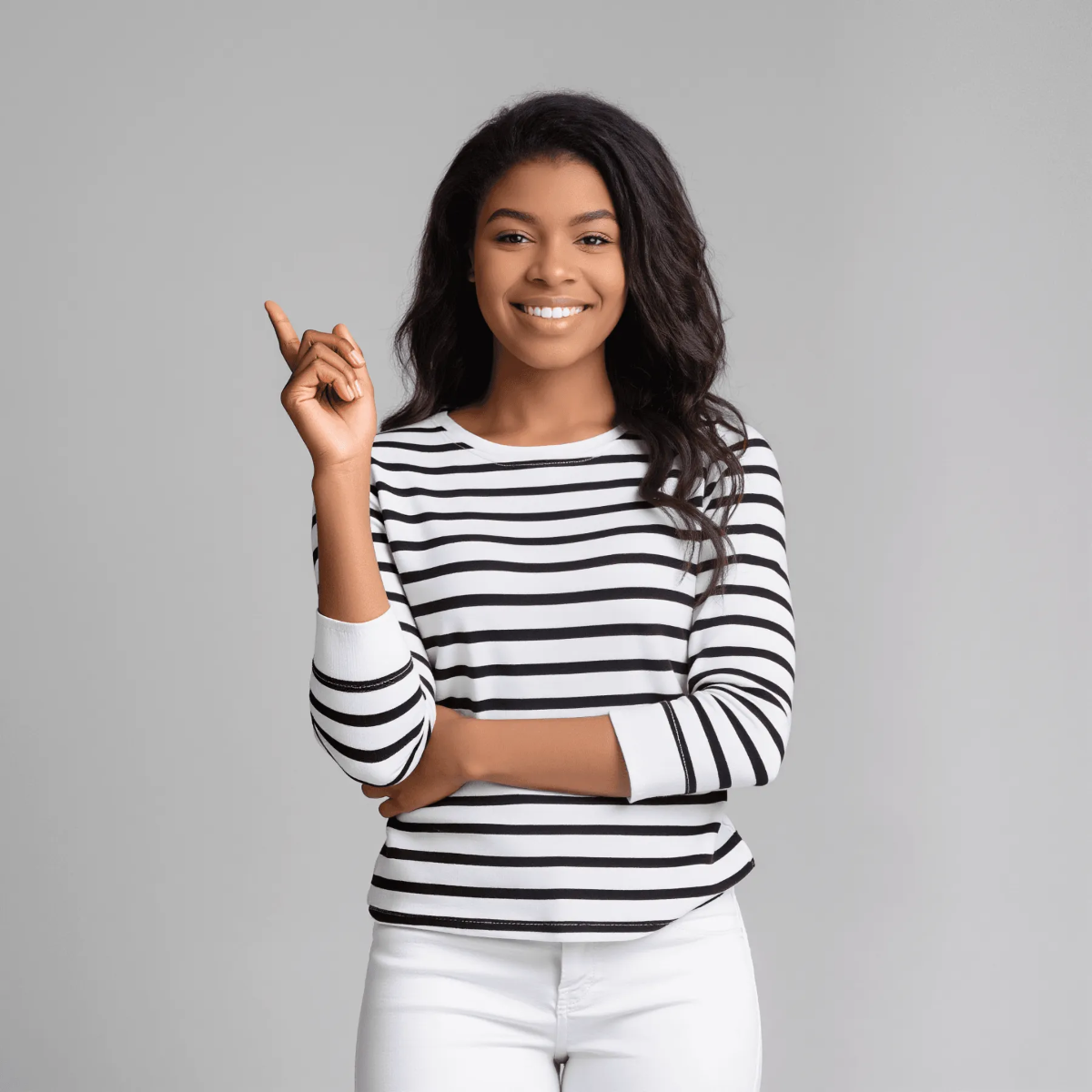 Woman Pointing Upward