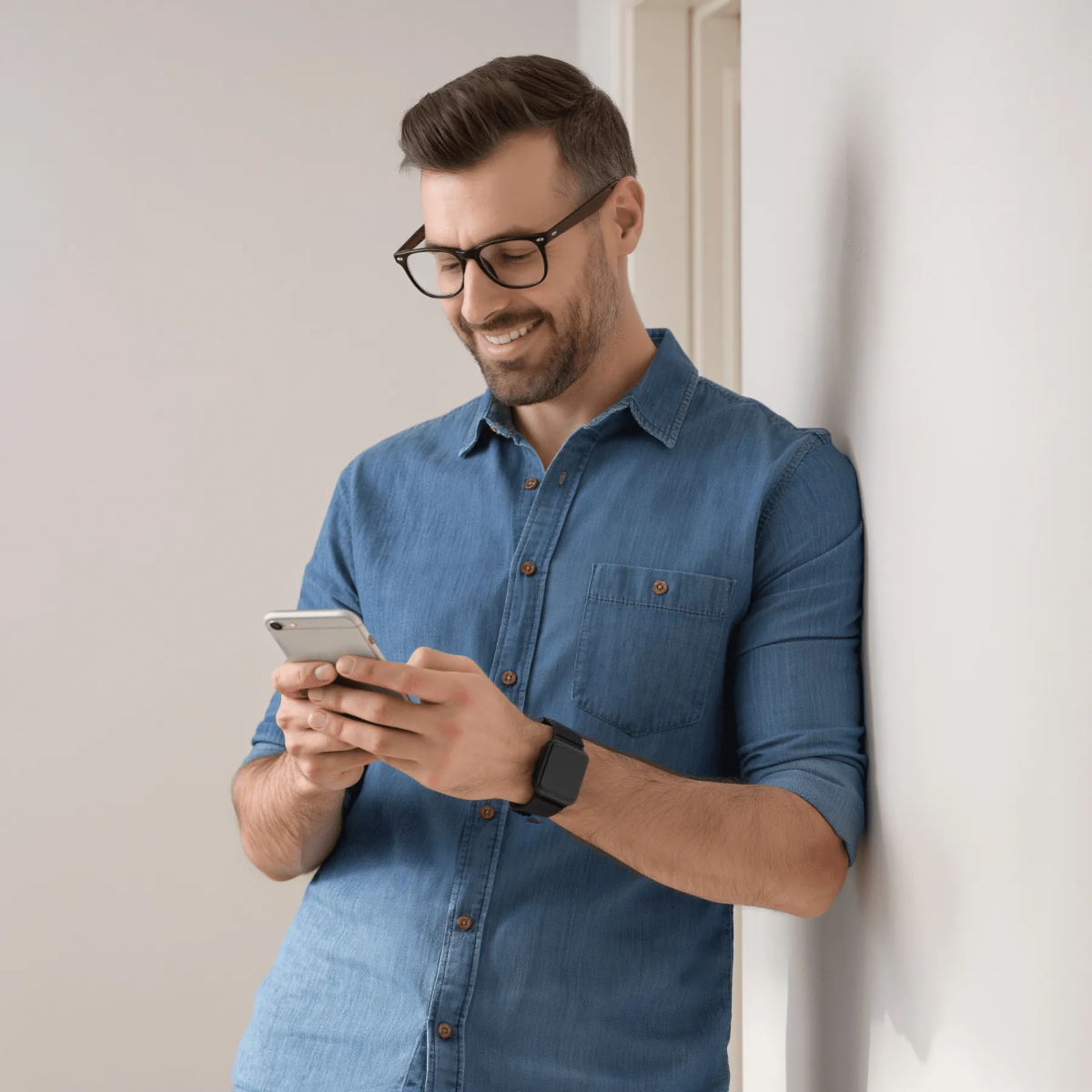 A Man Using Smartphone