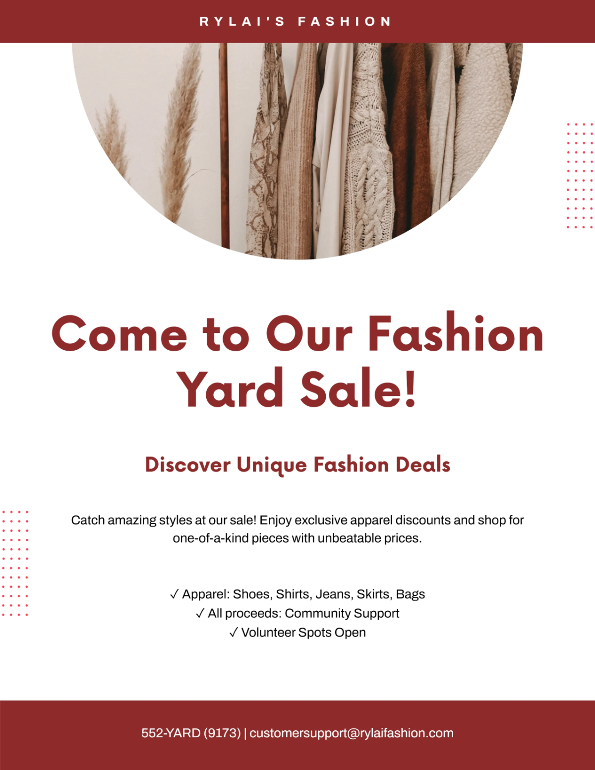 Free Creative Fashion Yard Sale Flyer Template to Edit Online