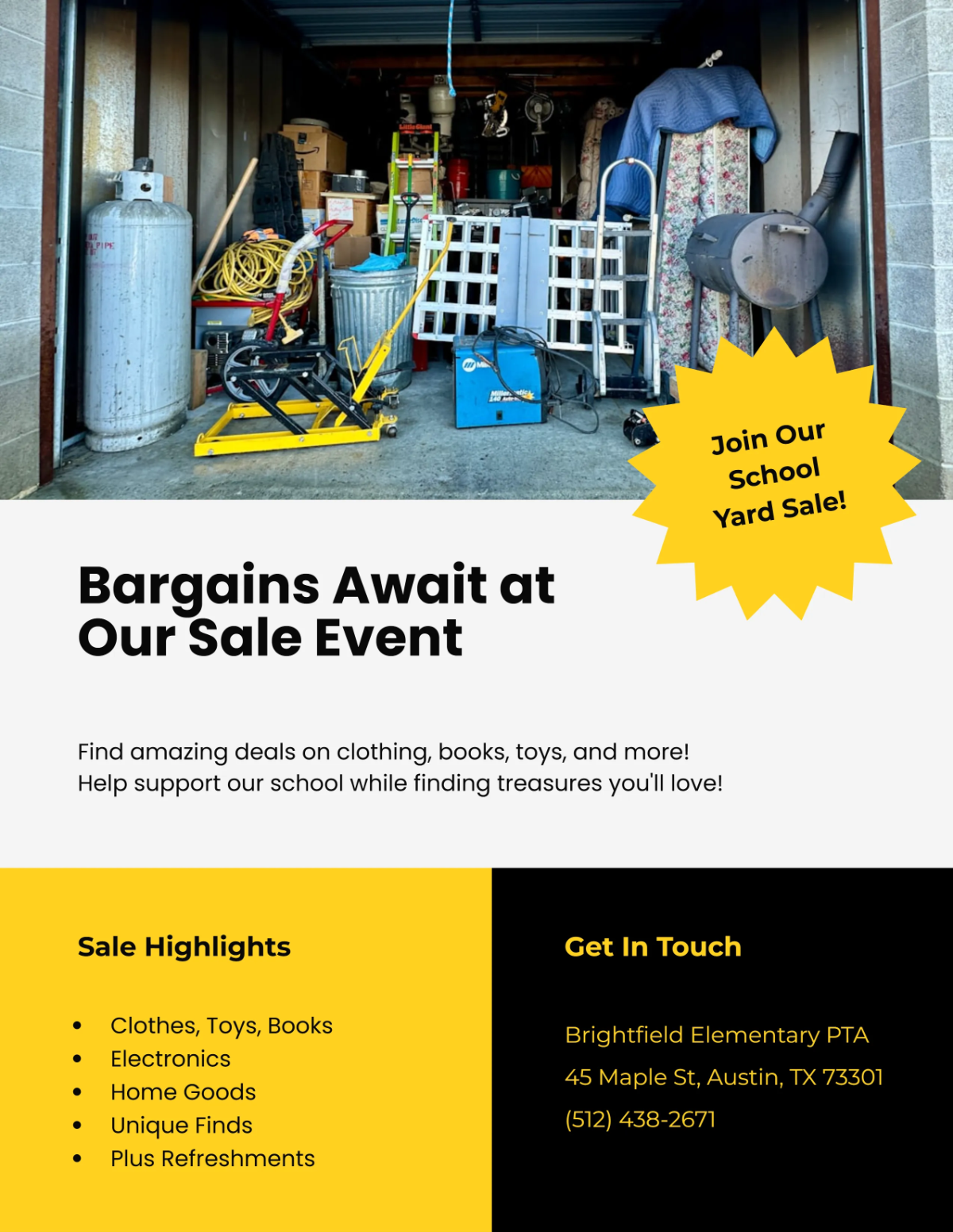 Free School Yard Sale Flyer Template to Edit Online