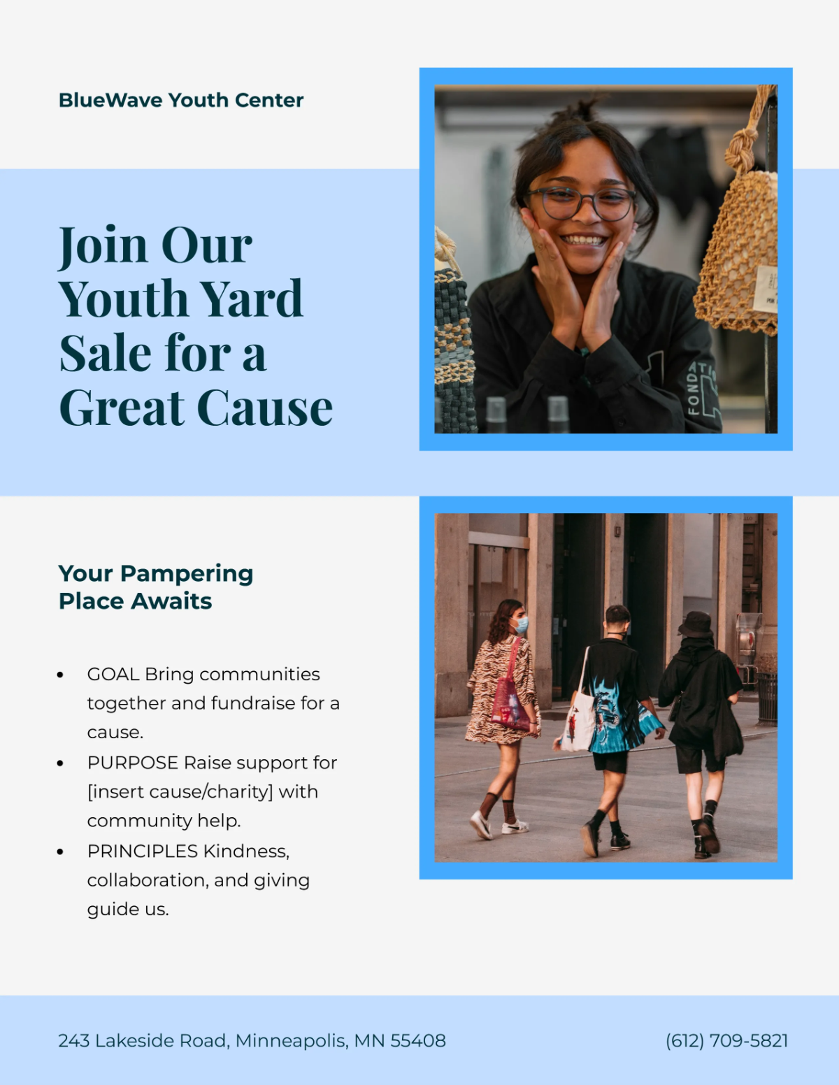 Free Blue Youth Yard Sale Flyer Template to Edit Online