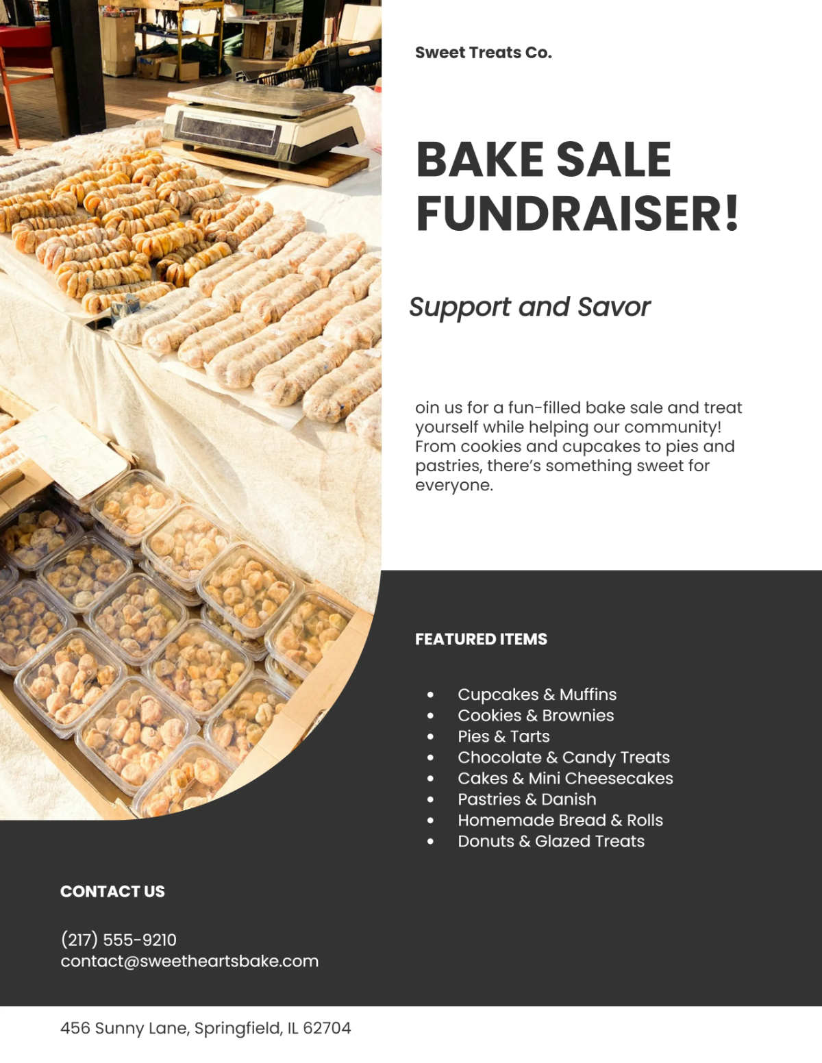 Free Creative Fundraiser Bake Sale Flyer Template to Edit Online