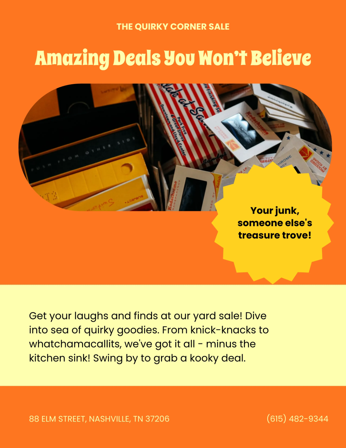 Free Funny Yard Sale Flyer Template to Edit Online