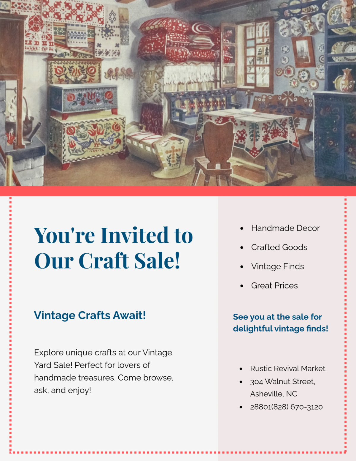 Free Vintage Craft Yard Sale Flyer Template to Edit Online