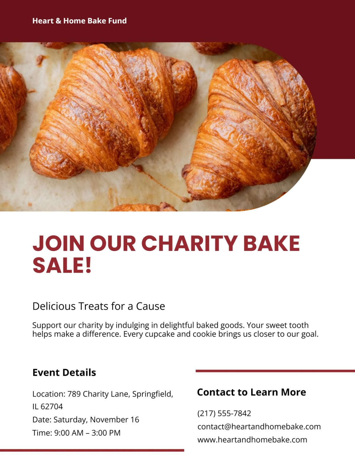Free Professional Charity Bake Sale Flyer Template to Edit Online