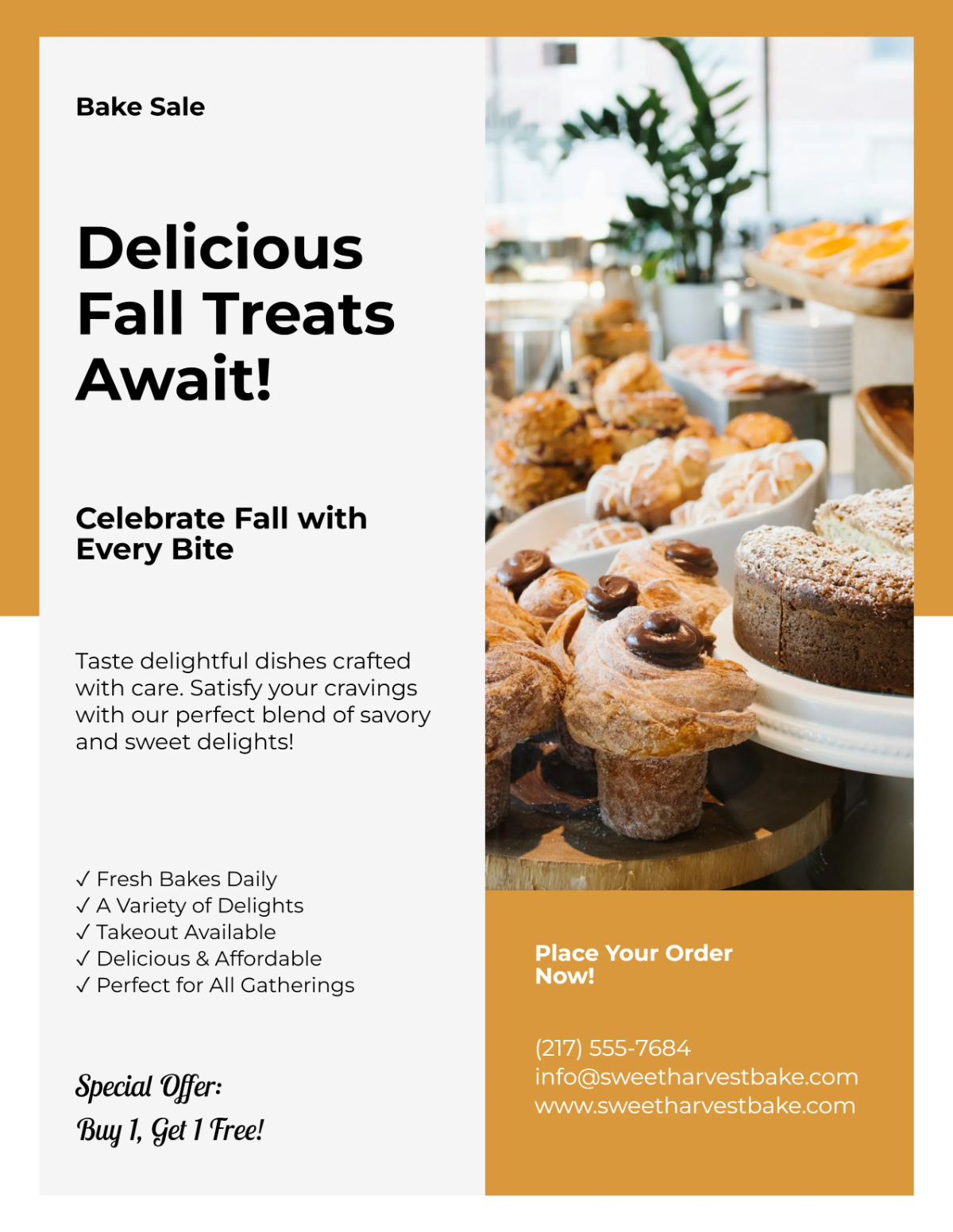 Free Simple Fall Bake Sale Flyer Template to Edit Online