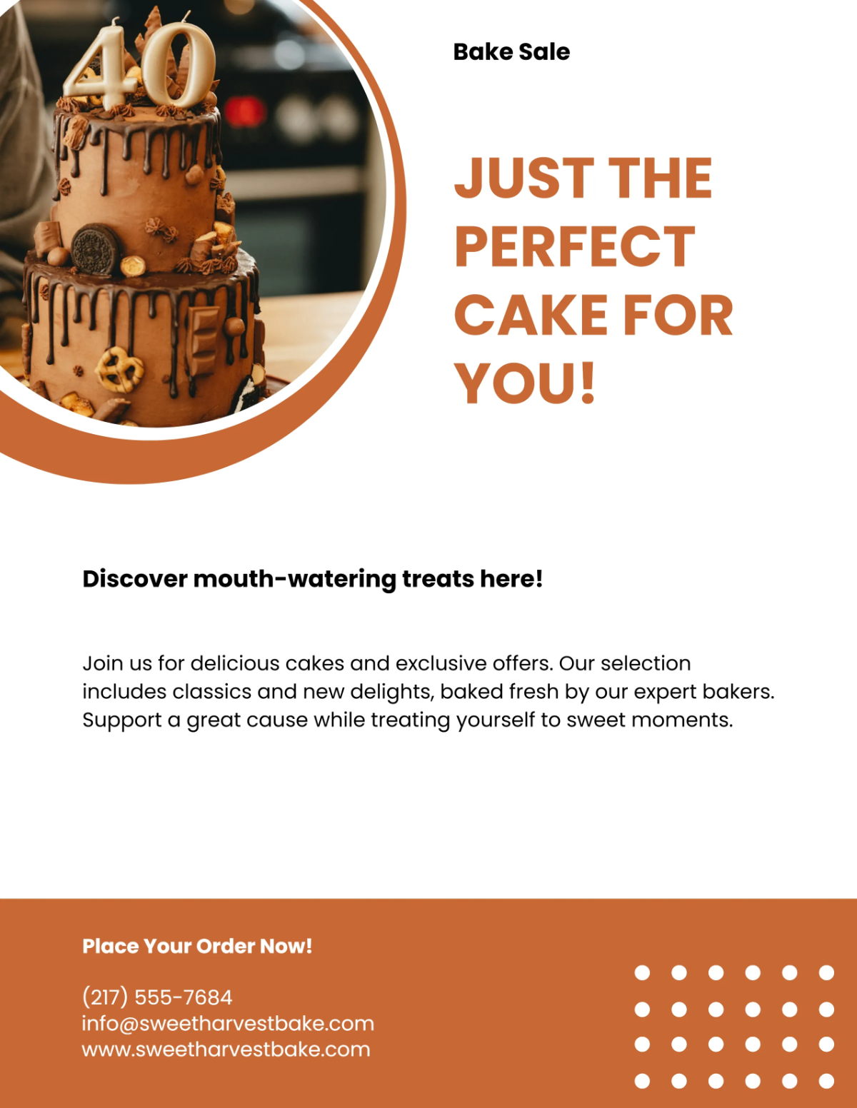 Free Delicious Cake Bake Sale Flyer Template to Edit Online