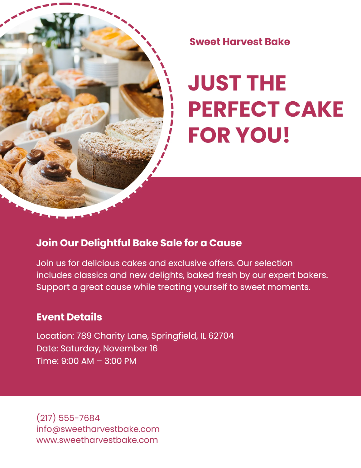 Free Pink Event Bake Sale Flyer Template to Edit Online