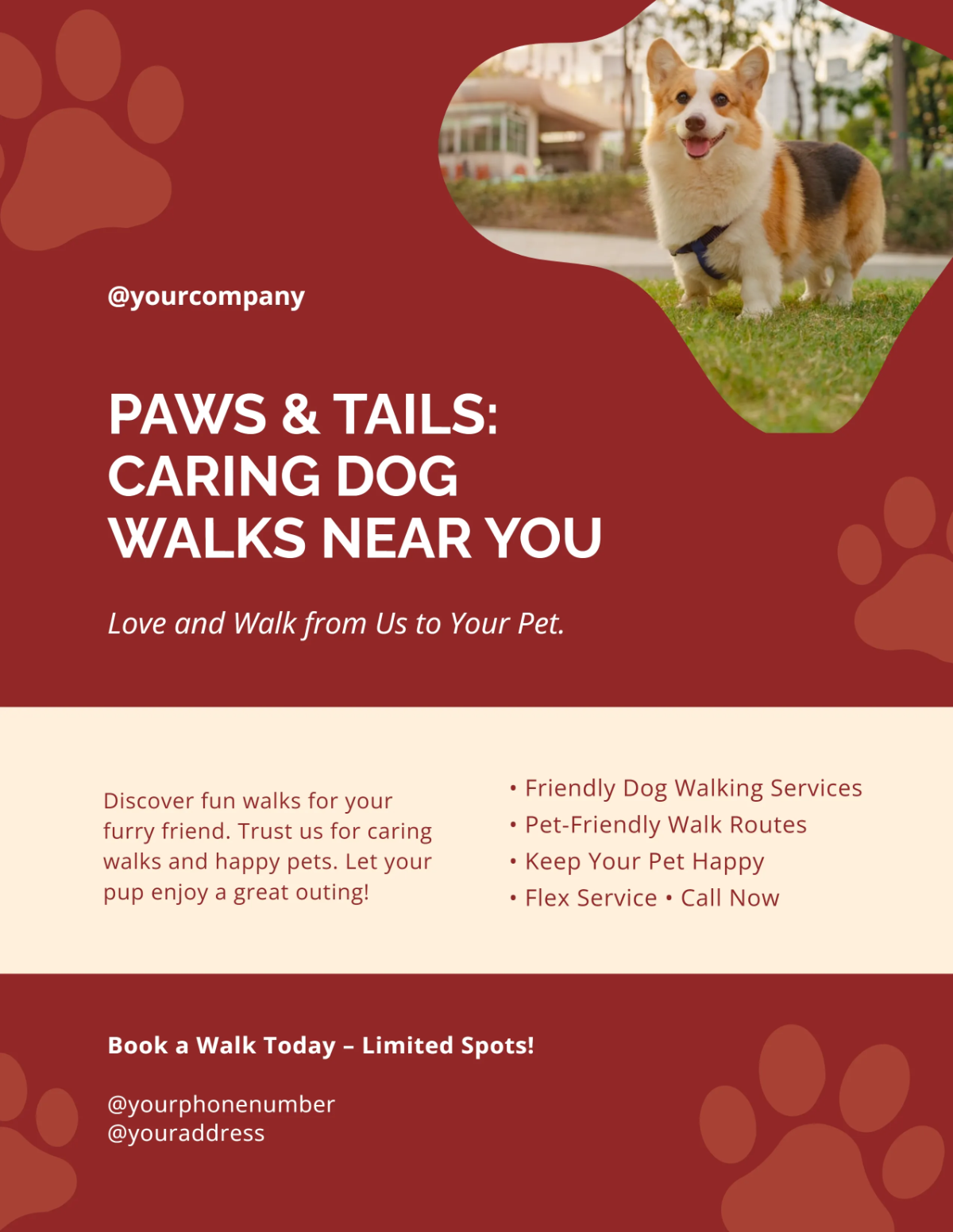 Free Neighborhood Dog Walker Flyer Template to Edit Online