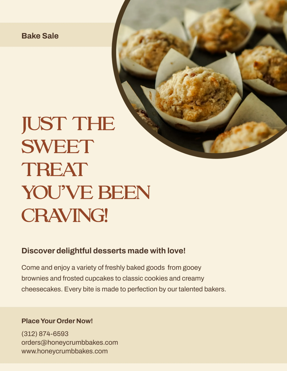 Free Design Delicious Bake Sale Flyer Template to Edit Online