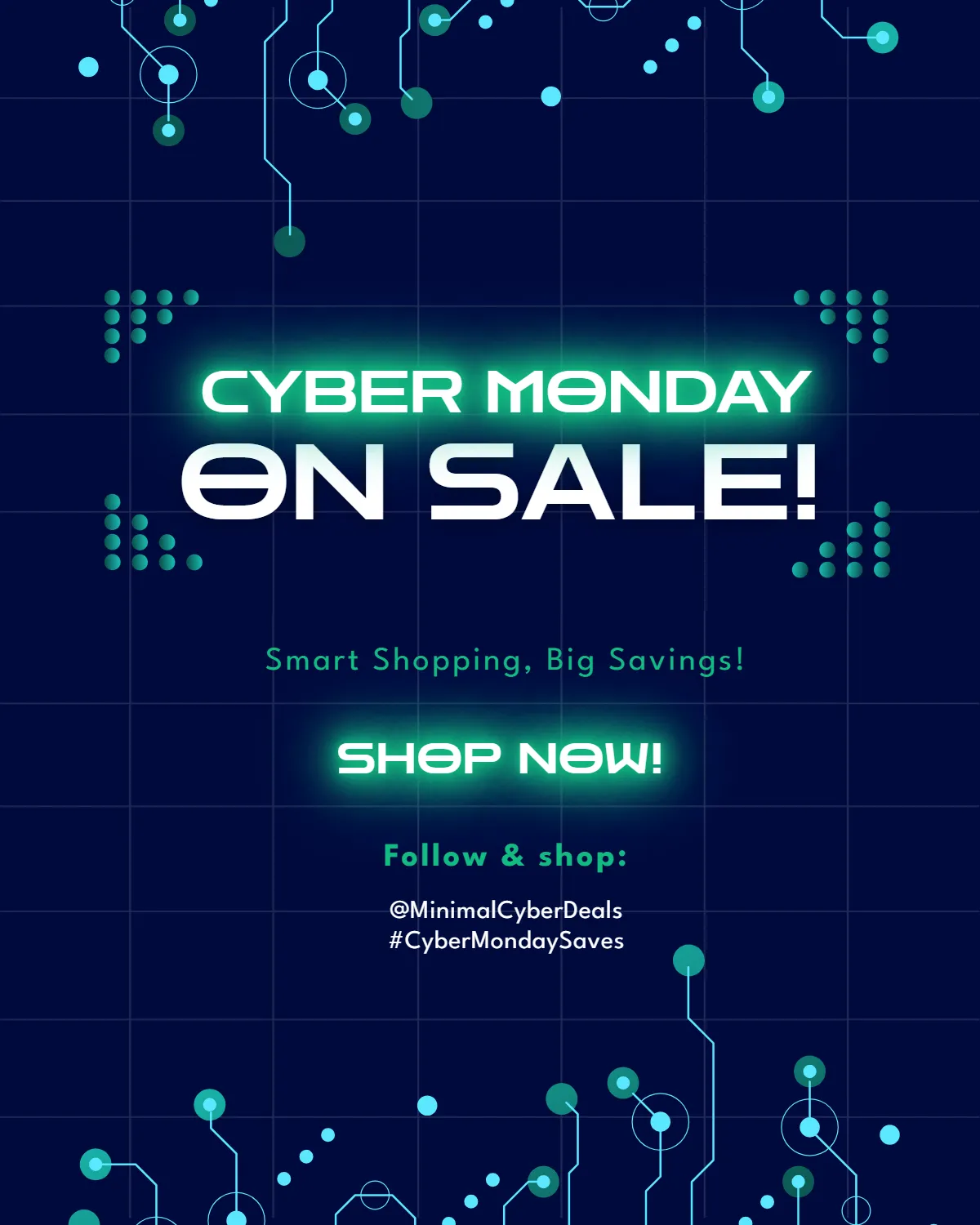 Free Minimalist Cyber Monday Sale Instagram Post Template to Edit Online