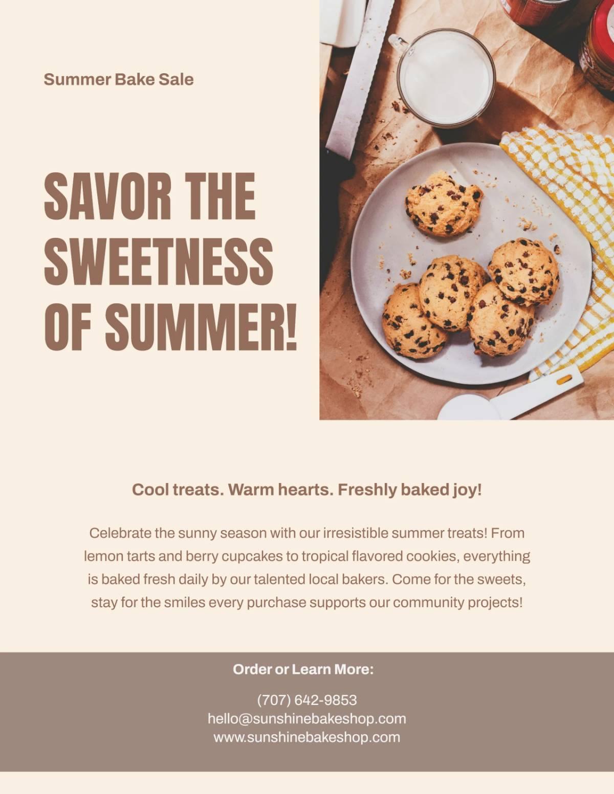 Free Summer Bake Sale Flyer Template to Edit Online