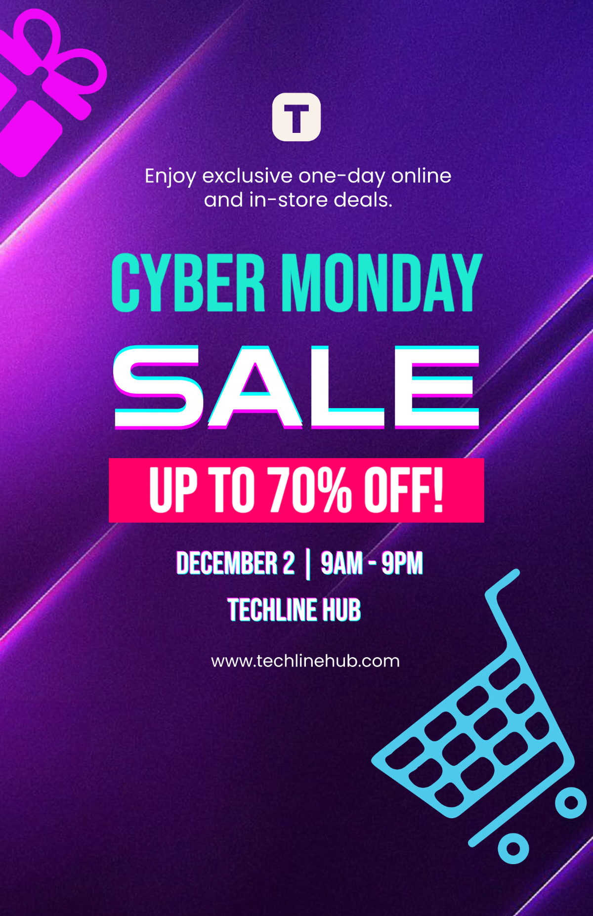 Free Simple Cyber Monday Template to Edit Online