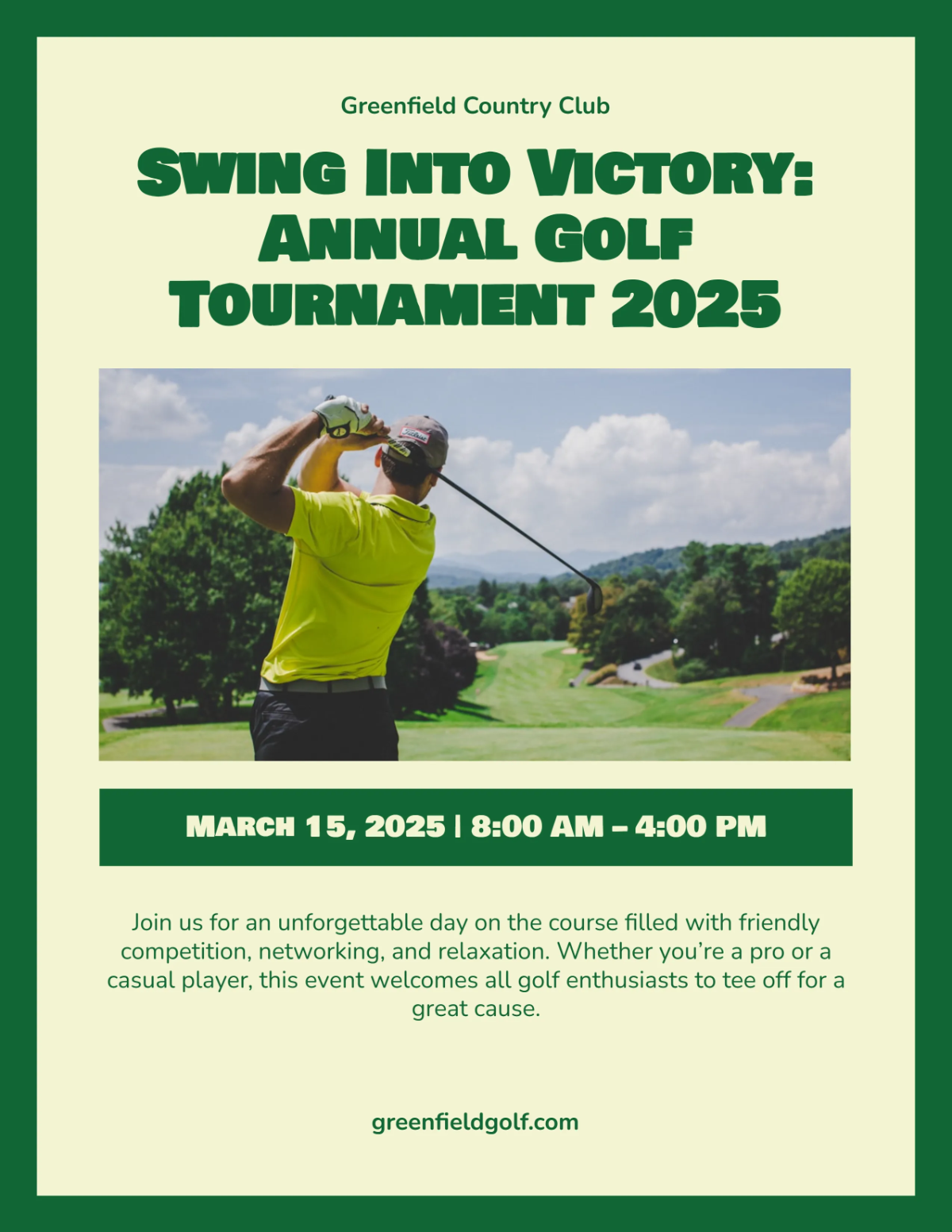 Free Minimalist Golf Tournament Flyer Template to Edit Online